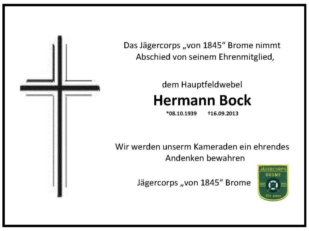 Trauer Hermann Bock